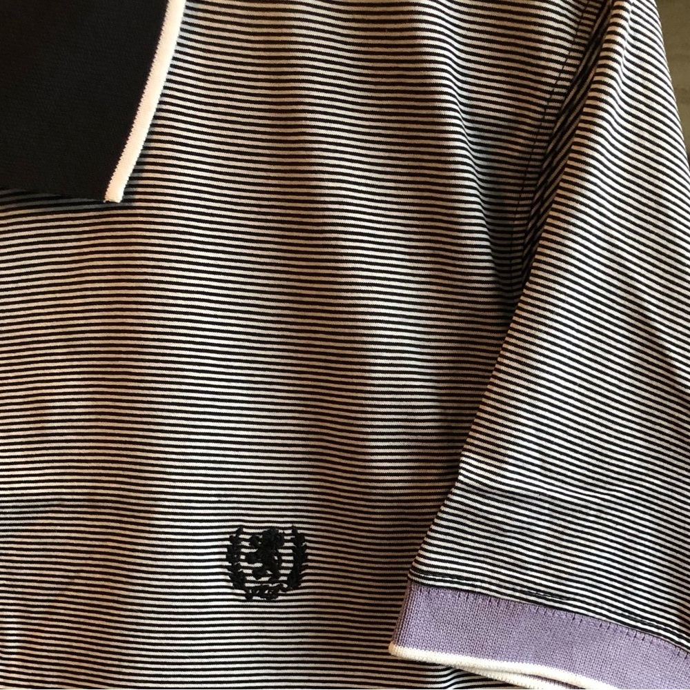 Point Zero Couture Striped Short-sleeve Polo w/Enhancements - NWOT Size L - Picture 6 of 10